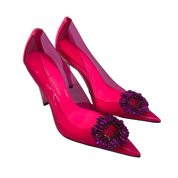 Good American Cinder-Rella Pumps Size 8 Hot Pink Lucite GA275JPB-X - Picture 1 of 9